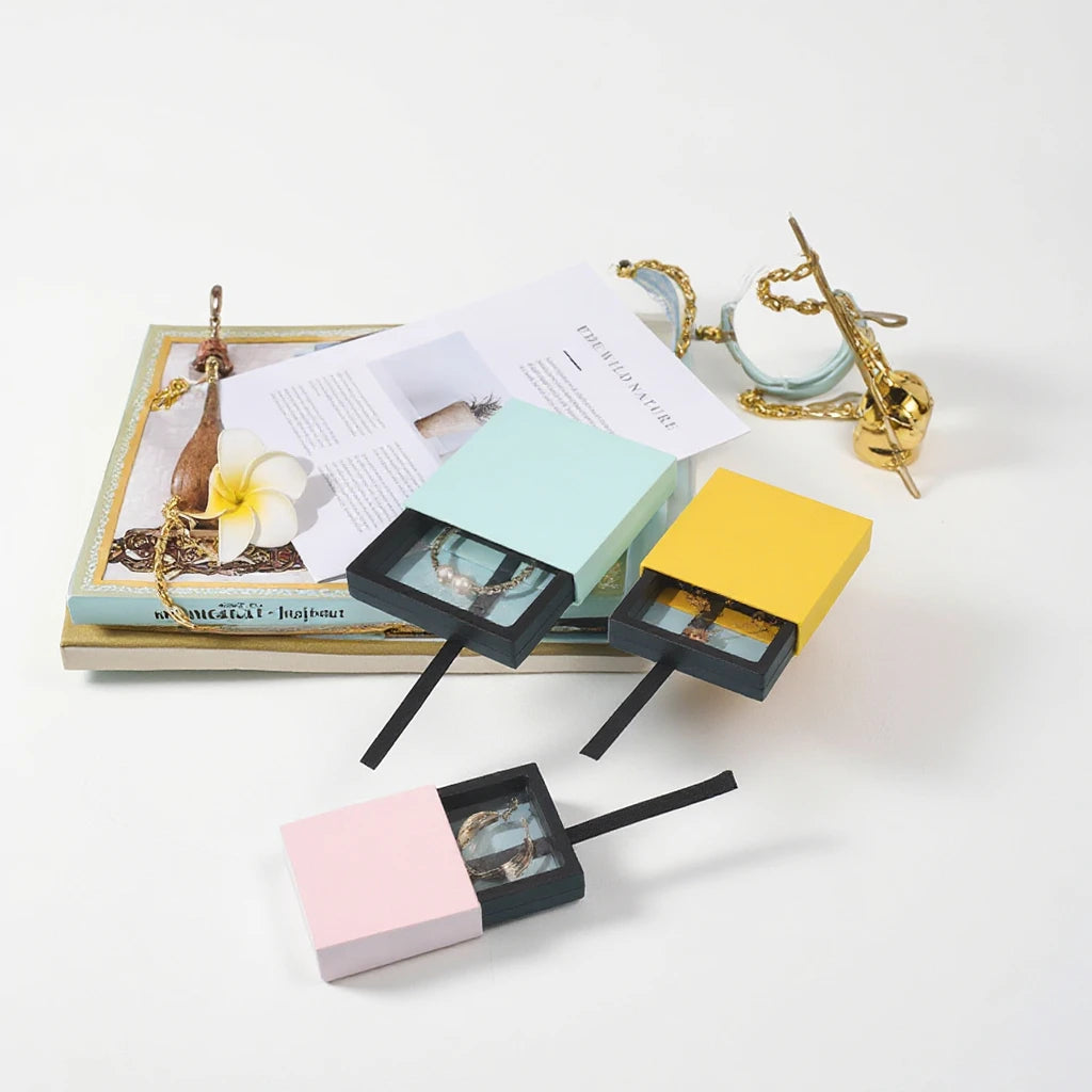 New Luxury Transparent PE Film Box Thin Suspension Frame Sliding Design Multi-Purpose Floating Pouches for Nail Earrings Jewelry
