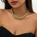 European American Style Gold Plated Zinc Alloy Thick Chain Punk Charm Necklace Exaggerated Jewelry