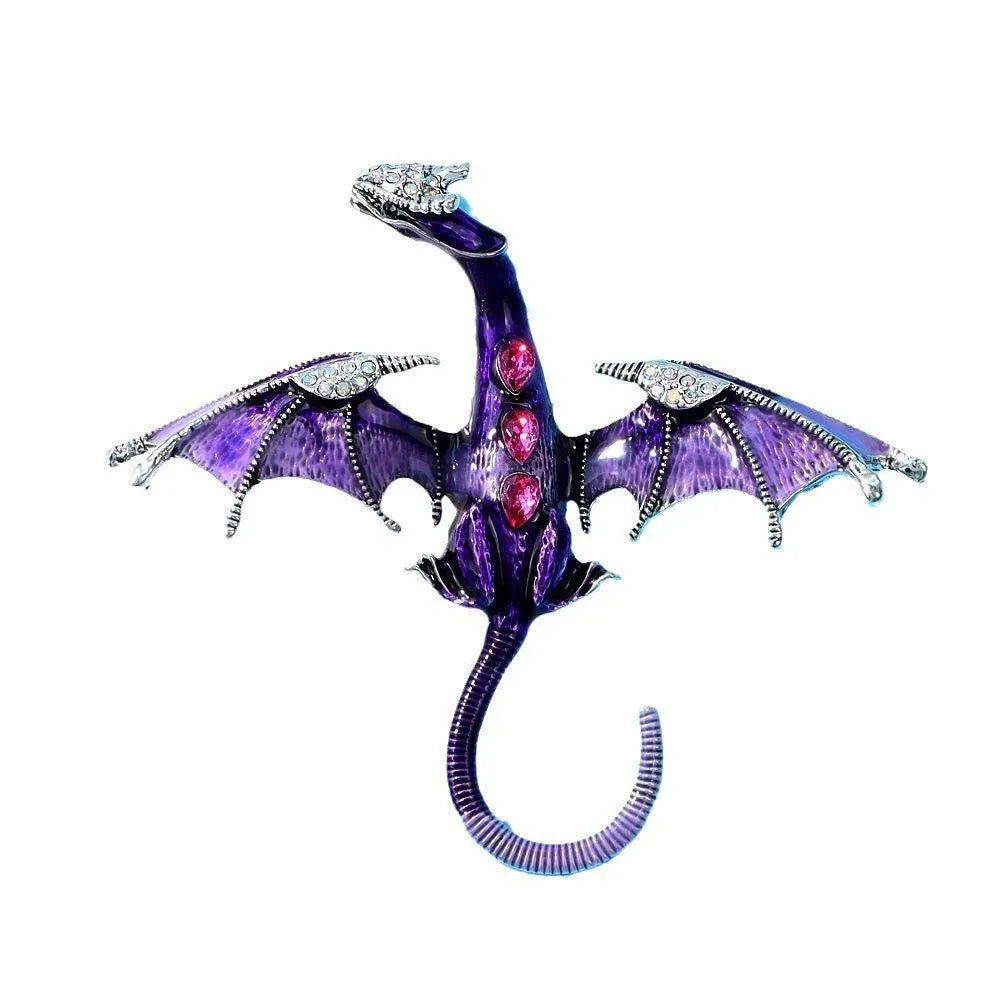 2024 Fashion Zircon Inlaid Alloy Animal Pin Retro Dripping Oil Cartoon Flying Dragon Brooch for Wedding Party Gift