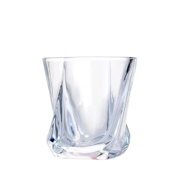 Square Base Whiskey Glass Hotel Ktv Twisted Crystal Whiskey Glass Shot Wine Glasses 220ml