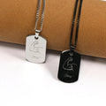 Men's Stainless Steel Necklace with Link Chain New Design Customized Engraved Inspirational Phrase Rectangle Tag for Boys
