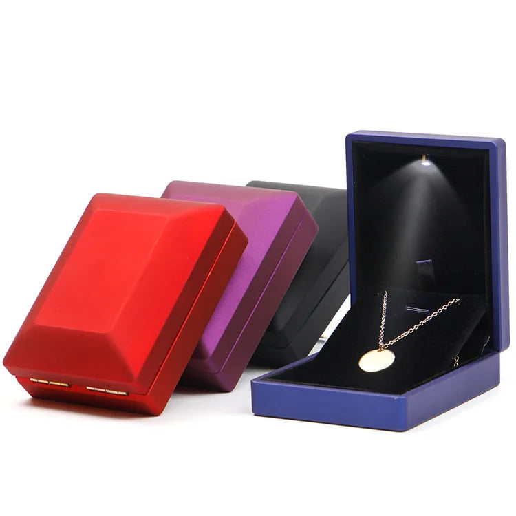 Retail Black LED Jewelry Box with Custom Ring Bangle Set Large Necklace Display for Efficient Storage In-Stock