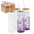 Free Shipping US Warehouse 25pcs 25oz Clear Double Wall Soda Can Shape Snow Globe Sublimation Glass Beer Can With Bamboo Lid