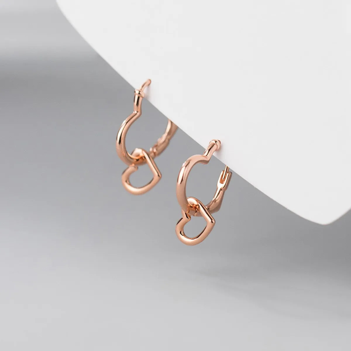925 Sterling Silver Interlocking Love Heart Shape Rose Gold Plated Hoops Earrings Fashion Jewelry Earings for Women