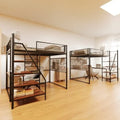 Modern Design Adjustable Full Size School Children Bunk Bed Study Desk Staircase Metal Frame High Sleeper Guardrail Space Saving