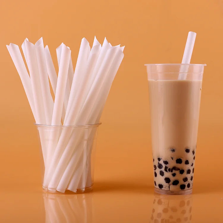 100% Compostable Eco Friendly PLA Disposable Straw Plastic Pla Klein White/Black Straws for Drink