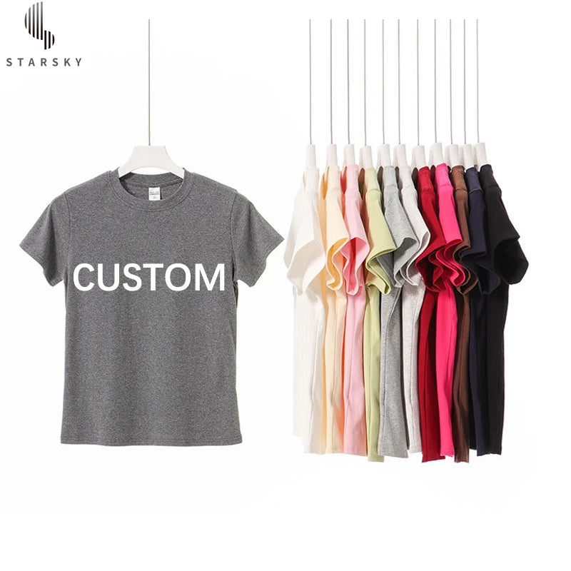 2025 Summer 100 Cotton O-Neck  230g T-Shirt Fashion  Street Style Loose Fit Short Sleeved Regular Size White Color New Arrival