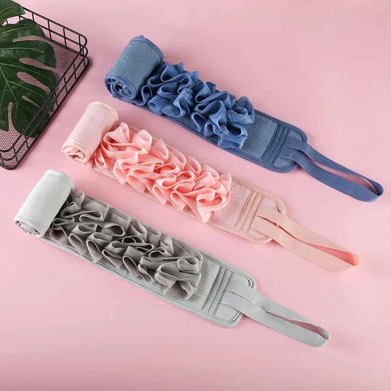 2-in-1 Pull-Back Bath Towel Shower Strip Sponge Material for Back Cleaning Massage Brushes Belt for Body Mud Massage & Treatment