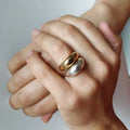 EManco 18K Gold PVD Plated Simple Classic Punk Style Hypoallergenic Stainless Steel Ring for Party Women's Fine Jewelry
