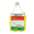 Custom Logo Digital Printing Satin Material Hanging  Tajikistan Pennant Flag for Car Rearview Mirror and Home Decoration