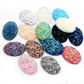 10pcs/lot 18x25mm Mixed Colors Natural Ore Style Flat Back Oval Resin Cabochons for Bracelet Earrings Jewelry Accessories