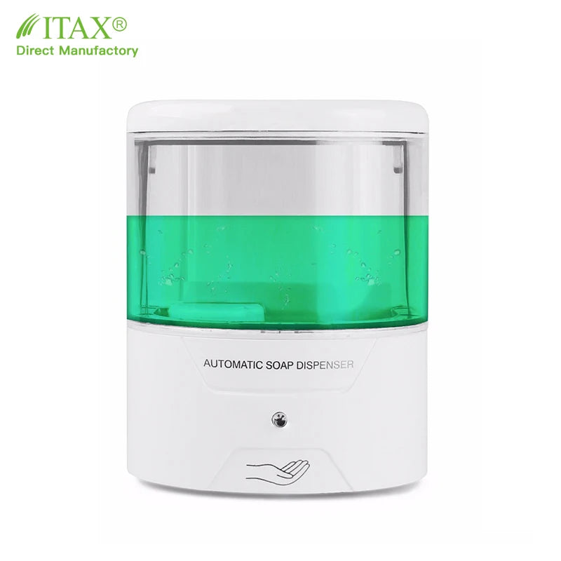Automatic Sensor Soap Dispenser 600ml Transparent Refillable Bottle Wall-Mounted Modern Design Plastic for Bathroom Home Use