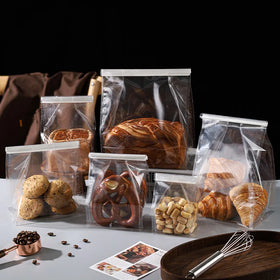 High Transparent Wire Rolledge Toast Baguette Packaging Eight Side Food Grade PET Plastic Bread Bags