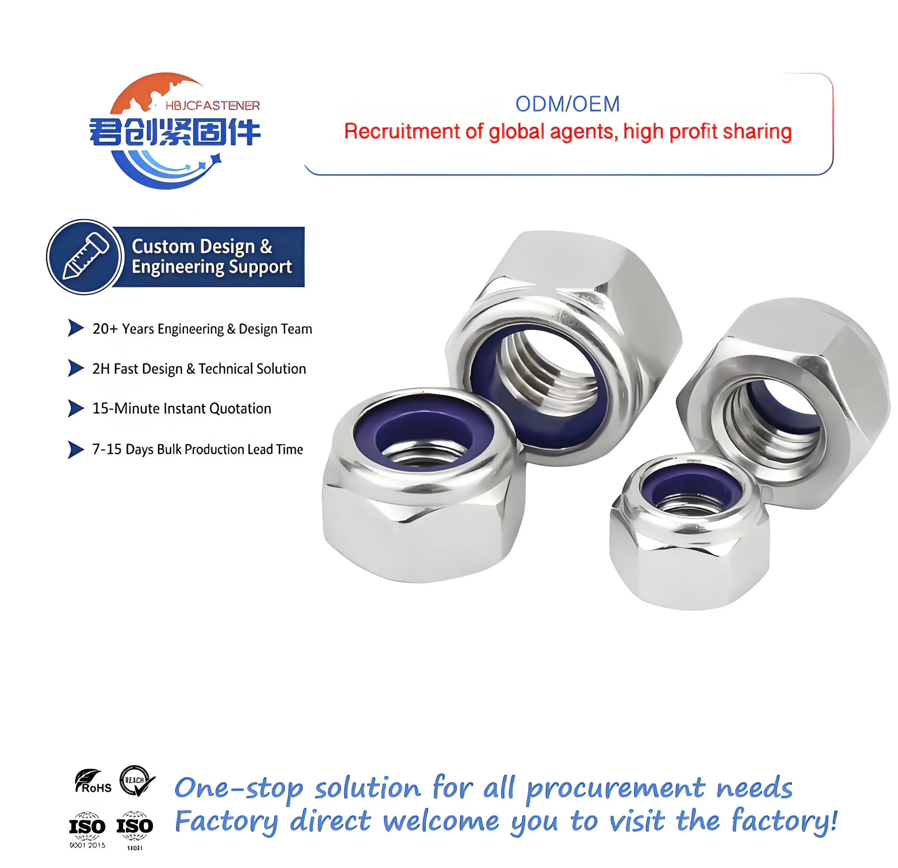 304 Stainless Steel Self-Locking Anti-Slip Zinc Plated Locking Nut DIN985/DIN982 M2-M30 Metric Left/Right Thread