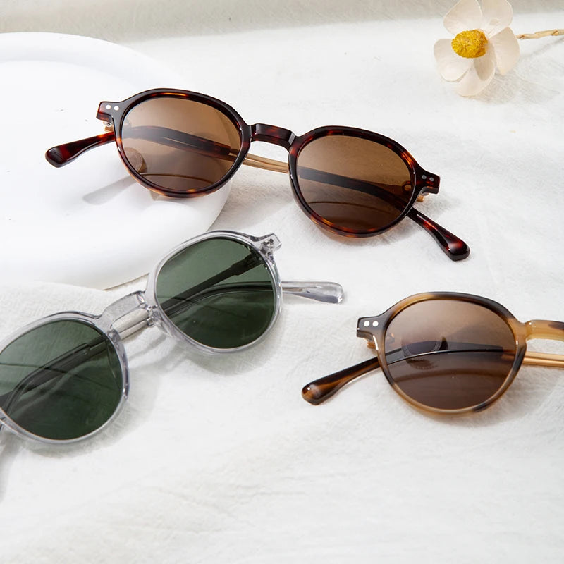 Custom Vintage Designer Polarized Sunglasses Half Titanium Round Sun Glasses for Men and Ladies Optical Eyewear Shades