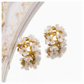 Wholesale 18K Gold Plated Stainless Steel Shell Flower Ball Stud Earrings Women New Design Fashionable Geometric Jewelry Parties