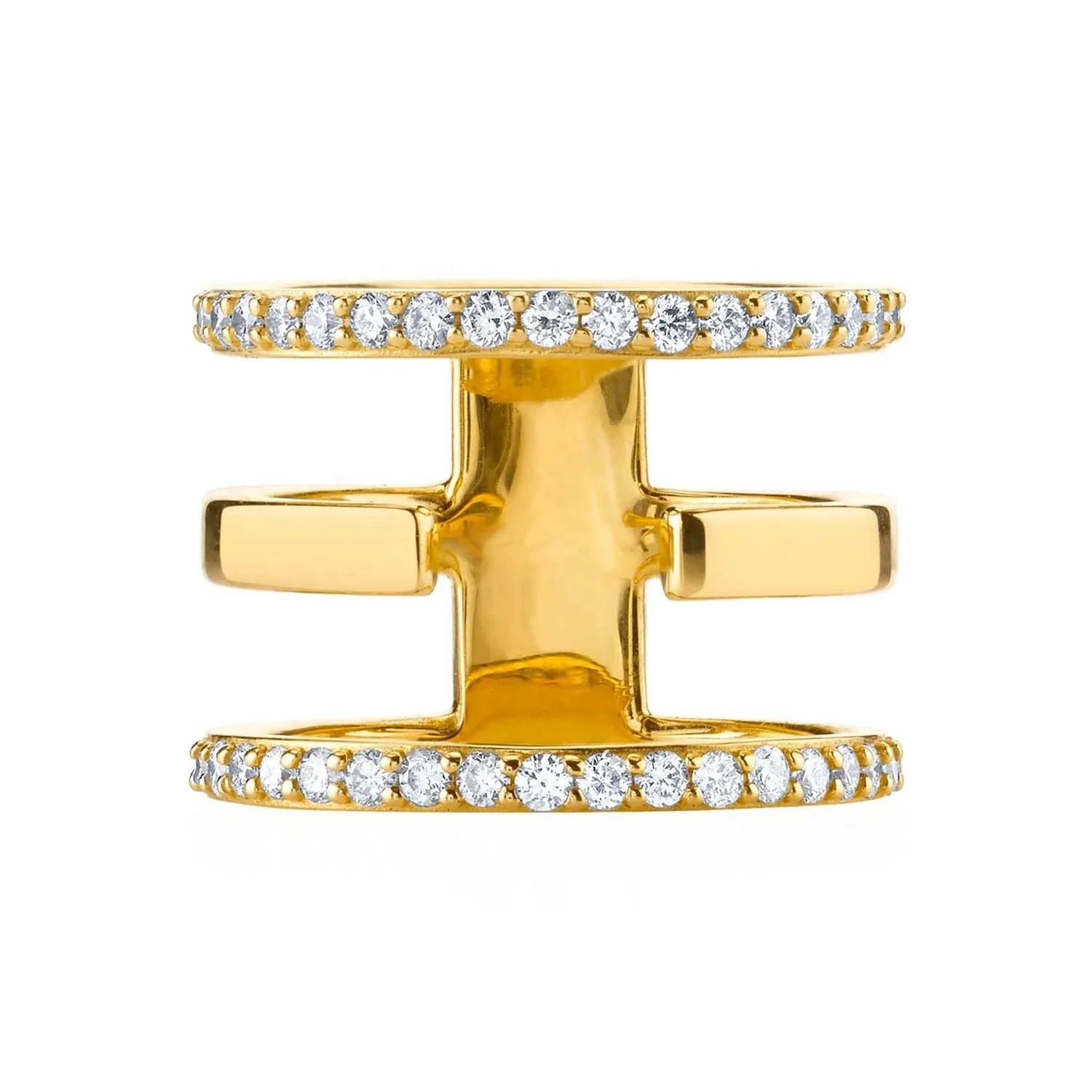 LOZRUNVE Sterling Silver 925 Jewellery Hip Hop Triple Finger Ring Women 18k Gold