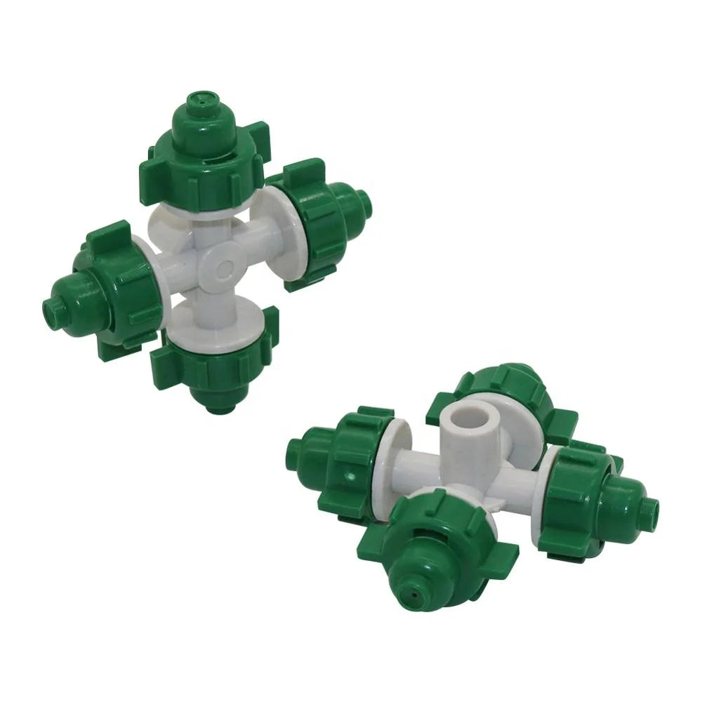 4 Cross Agricultural Irrigation Adjustable 6mm Interface Atomizing Nozzle Misting Spray Sprinkler
