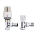 Brass Chrome TRV Built-in Liquid Sensor Angle Thermostatic Radiator Valves for Heating Radiators