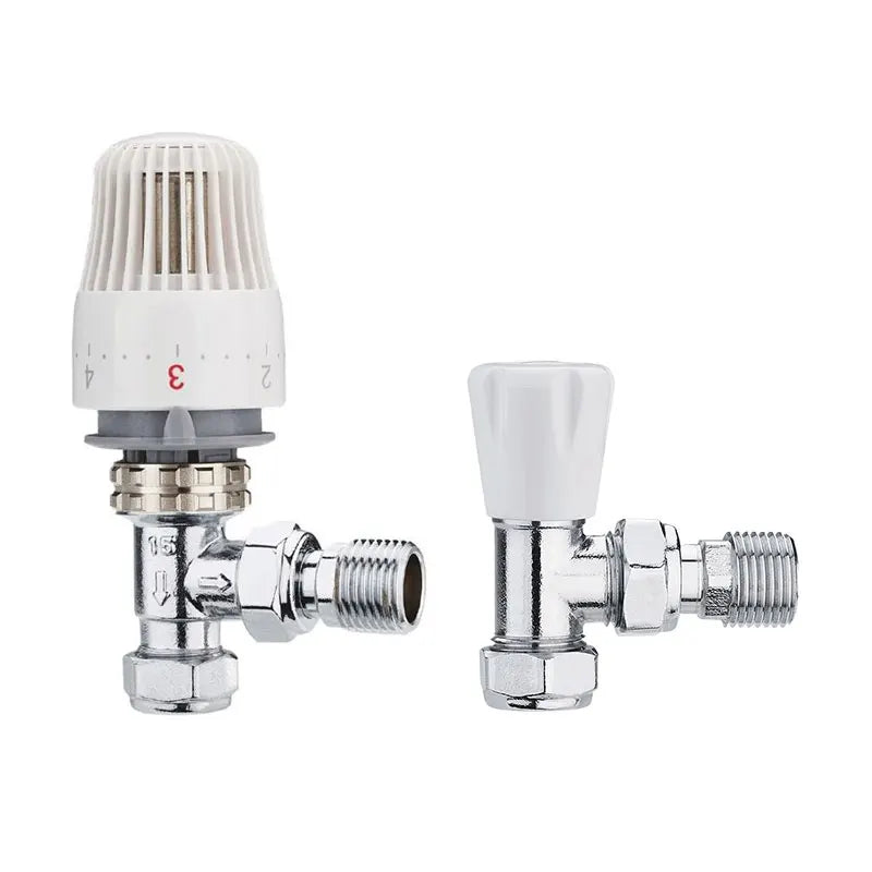 Brass Chrome TRV Built-in Liquid Sensor Angle Thermostatic Radiator Valves for Heating Radiators