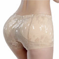 Butt Shaper Womens Padded Panties Underwear M-5XL Plus Size Floral Control Panties for Women Black Beige 2 Pcs Pad Shaper