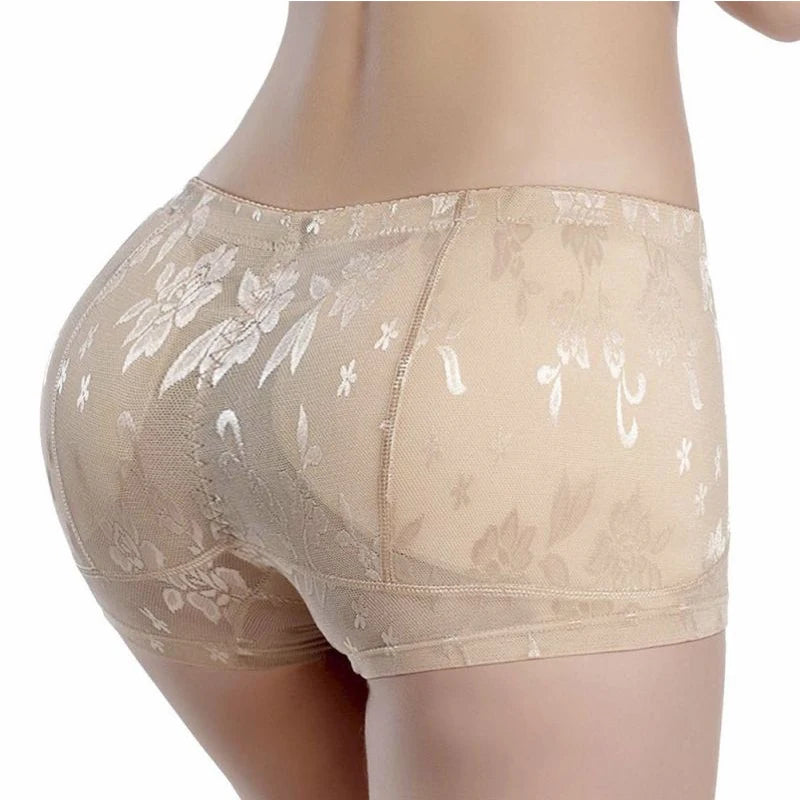 Butt Shaper Womens Padded Panties Underwear M-5XL Plus Size Floral Control Panties for Women Black Beige 2 Pcs Pad Shaper