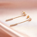 RINNTIN GPE112 Fashion 925 Sterling Silver Statement Earrings Freshwater Pearl Zircon Tassel Chain Earrings for Women