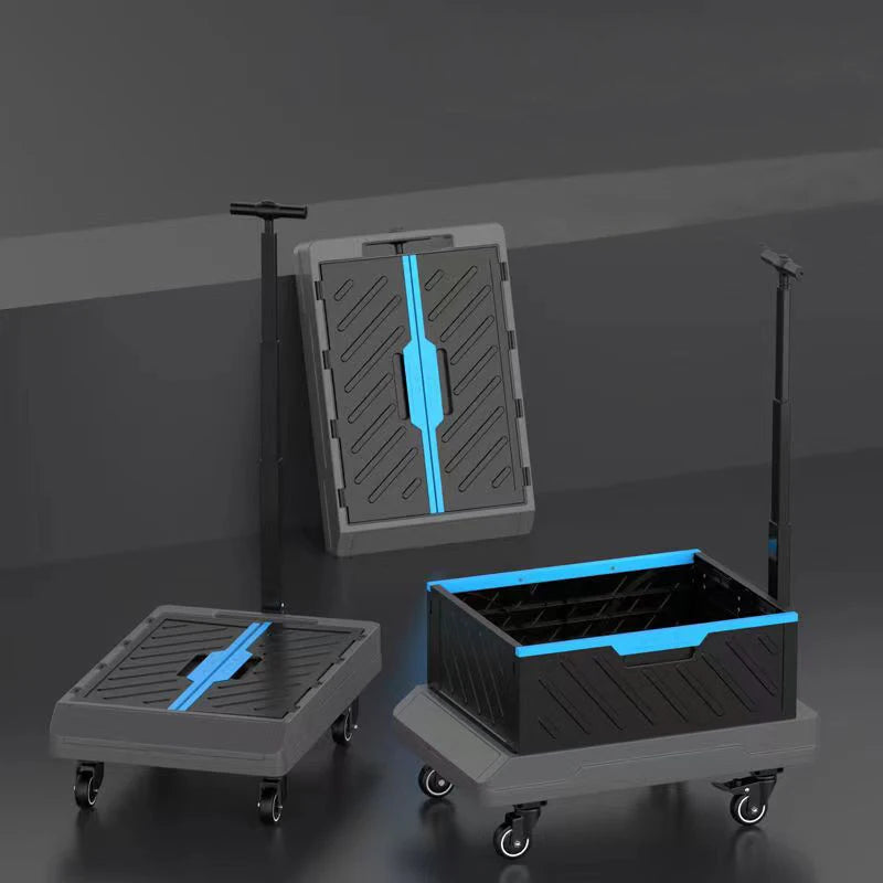 Multi Functional Folding Handcart Transporting Packages Goods on Flatbed Trucks Convenient Shopping Cart With Basket