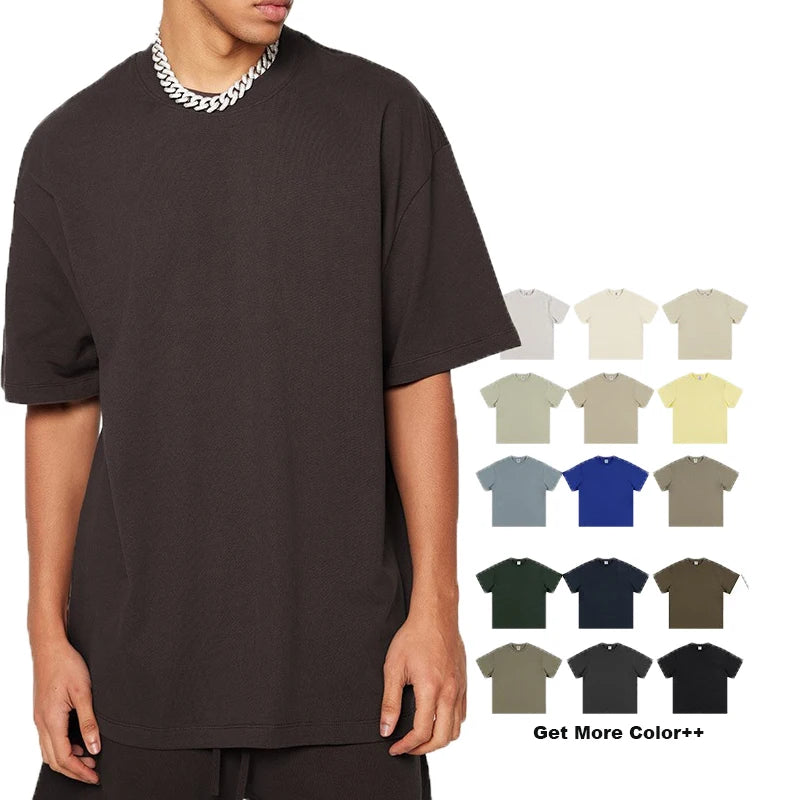 Clothing Manufacturer's Wholesale Custom 305 GSM 100% Cotton Plus Size Men's T-Shirt Drop Shoulder Design Oversized Fit Solid