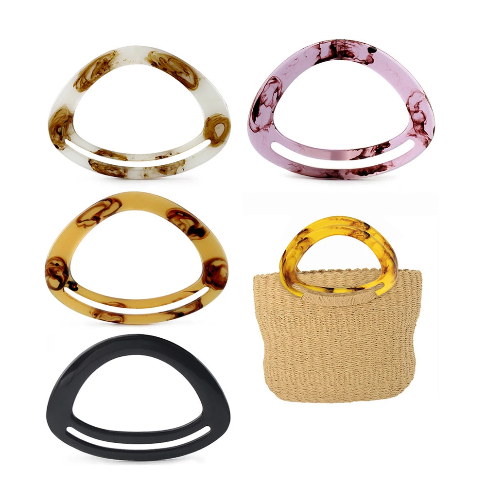 Resin D-Shape Handcrafted Clutch Purse Handles Luxury Bag Accessories Ring for Crochet Tote Bag Handmade in Elegant Style