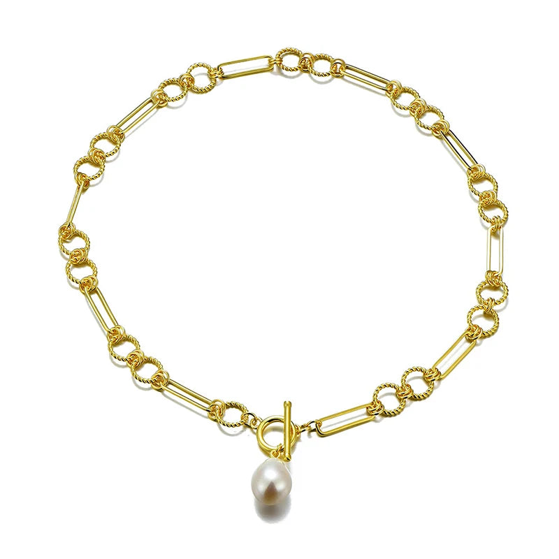 Fashion Jewelry Necklaces 925 Sterling Silver Necklace Irregular Fresh Water Pearls Gold Plated Necklaces for Women
