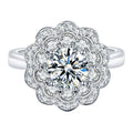 CAOSHI Round Cut 4A Zircon 925 Silver Plated Romantic Wedding Flower Rings for Women