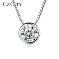 CZCITY Top Quality 1 Carat Single Clear Cubic Zirconia S925 Sterling Silver Jewelry Bridal Engagement Silver Pendant Necklace