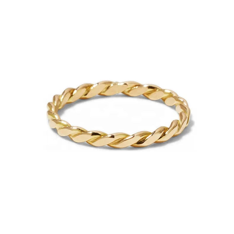 Milskye Minimalist Wholesale Sterling Silver Gold Plated Flat Twist Band Ring