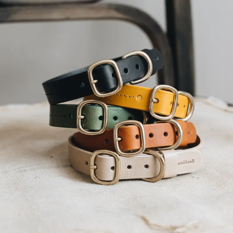 Luxury Leather Pet Cat Collar Custom Colors Waterproof Classic Vegan Genuine Leather Dog Collars