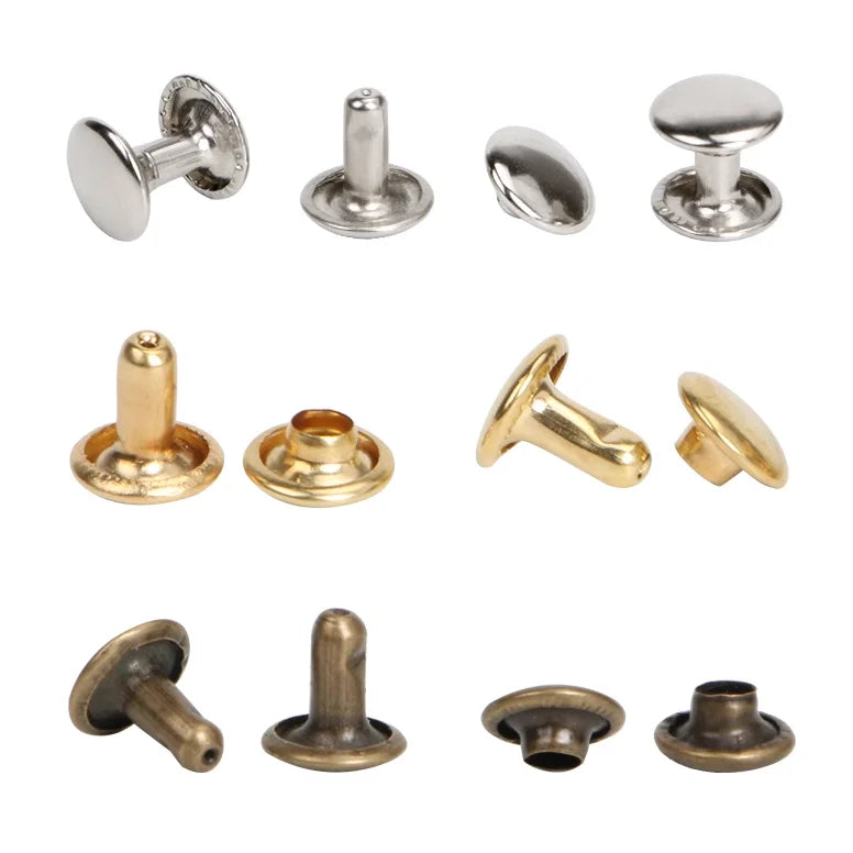 6mm Stainless Steel Double Cap Rivet Studs in Silver/Golden/Black/Bronze for Leather Belt & Bag Craft