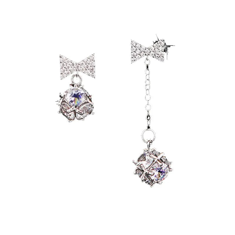 925 Sterling Silver Bowknot zircon Earrings For Women 2021 New Trend Personality Lady Fashion Jewelry