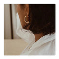 Hypoallergenic Tarnish Free Jewelry Earrings 18K Gold Plated Stainless Steel Geometric U Shaped Huggie Hoop Earrings YF2857