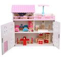 COMMIKI Pink Two-door Role Play Princess Doll House Doll House in Indoor Park Modern Doll House for Girls