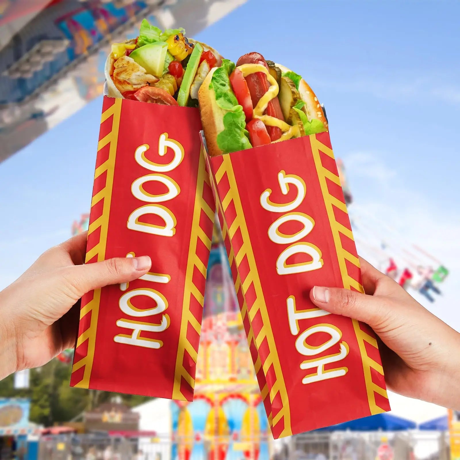 Custom Printed Eco Friendly Greaseproof Aluminum Foil Lined Hot Dog Packaging Paper Bags for Barbecue Grilling Fast Food