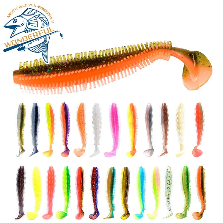 Wholesale 90mm4g 120mm9g Bionic Screw Grub T Tail Smell Fishing Soft Worms Carp Target PVC ABS Artificial Silicone Soft Lures