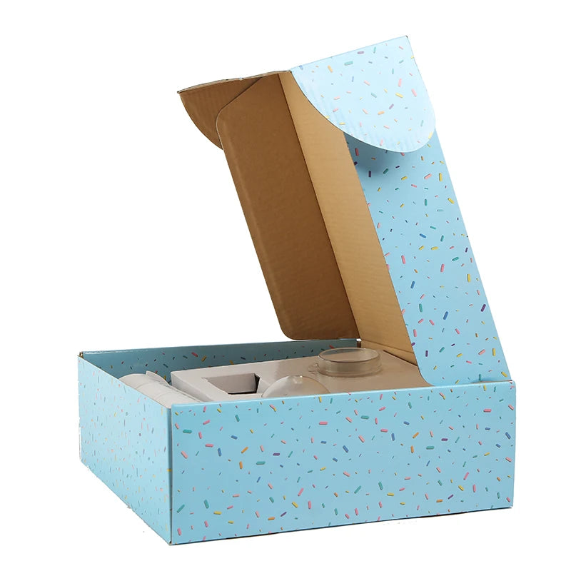 Gold Sticker Teal Cute Beige Folding Colored Blue Envelope Luxury Cosmetic Tuck Top 6X4X4 Paper Mailer Box for Art Work Shipping