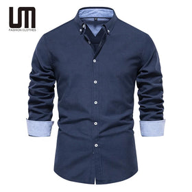 OEM Autumn Clearance Sale Men's Oversize Casual Blouse Long Sleeves Yarn-Dyed Shirts Breathable Shirt