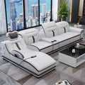 YSS Living Room Multifunctional Electric Massage Leather Sofa L-Shape Sectional Sofa with High-Density Sponge Villa-Friendly
