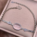 High Quality Rose Quartz 925 Sterling Silver Vintage Charm Bracelets for Spiritual Reiki Healing