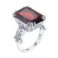 Vintage Garnet Festive Party Red Gemstone Fine Jewelri Wholesale Exquisite Flower Silver Ring Women 925 Sterling MegaBDM