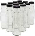 Nicebottles Clear Glass Beverage/Sauce Bottles 8OZ 12 Oz 16OZ with Black/White Screw Cap for Storage and Preservation