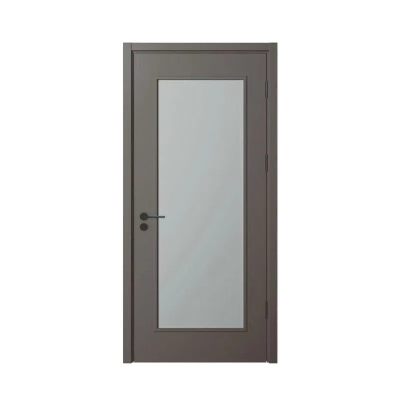 Cheap Price Frosted Glass Wood Door Composite Wood Doors with Simple Grid Design