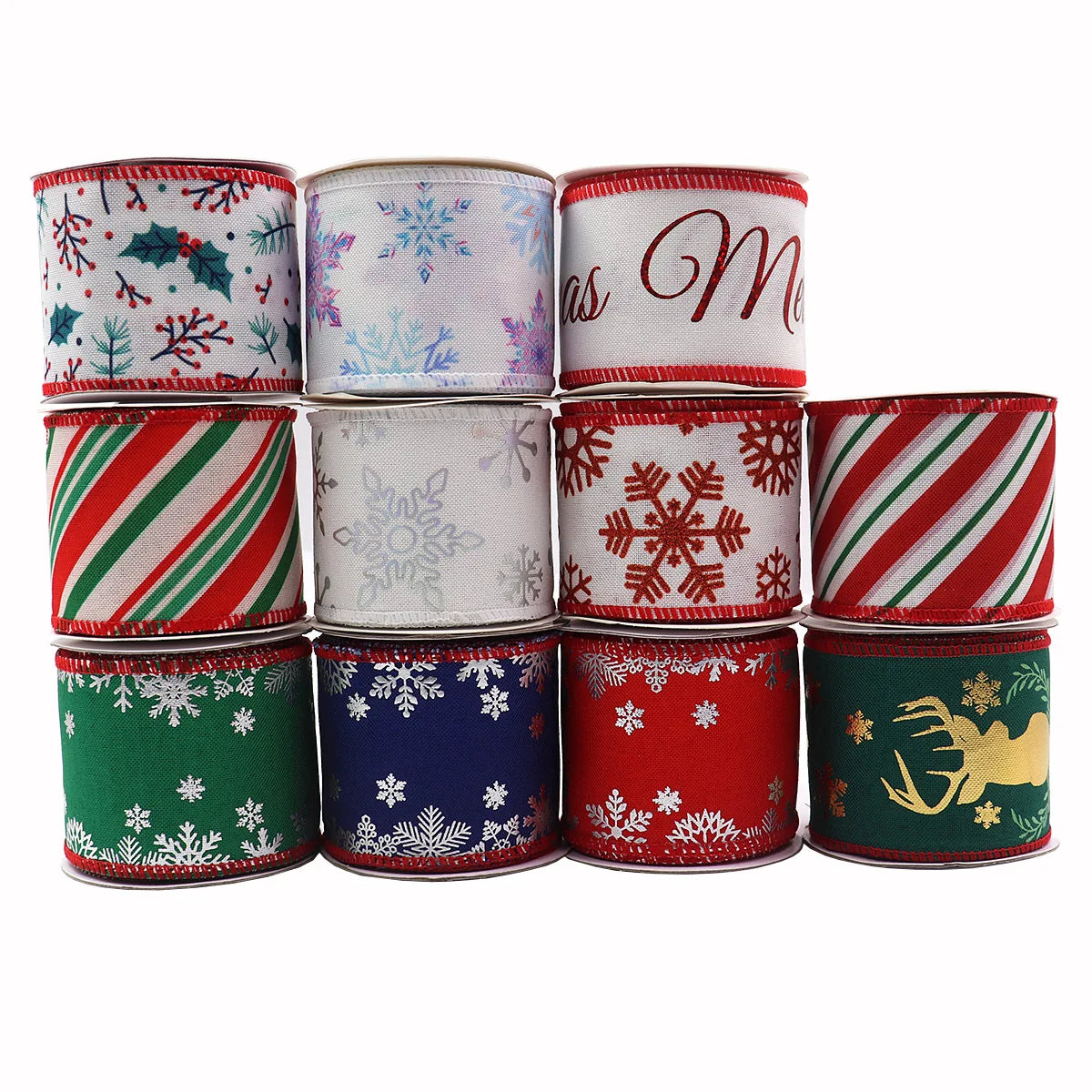 Wired Christmas Crafts DIY Decorative Wired Wrapping Satin Gift Packing Ribbon Roll