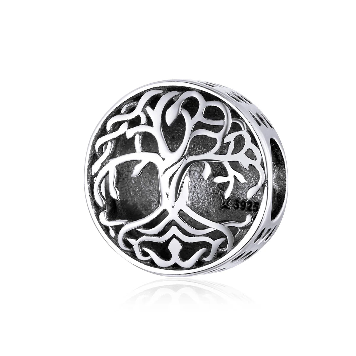 Factory 925 Sterling Silver Tree of Life Charm Fit Silver Bracelet Openwork Vintage Beads for Jewelry Making SCC1457